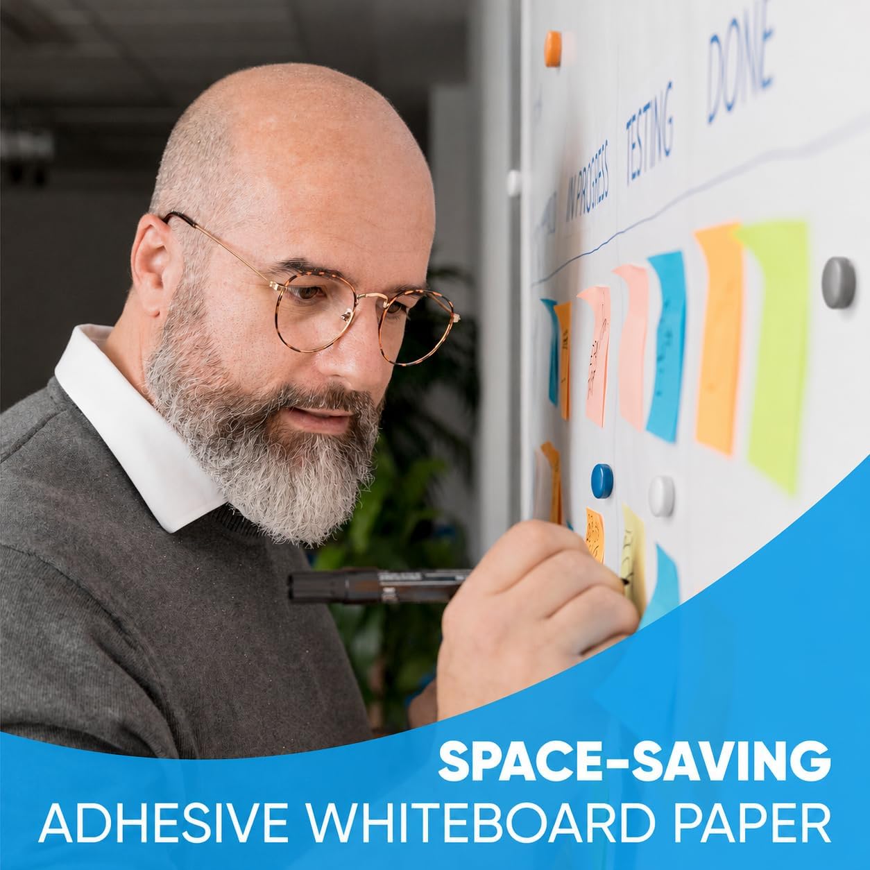 Large Magnetic Whiteboard for Wall 100" x 48"(250x120 cm) Self Adhesive & No Ghosting Dry Erase Surface Ideal for Home Conference Room Office