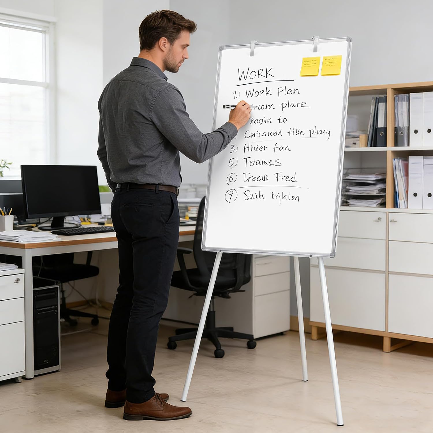 Magnetic Whiteboard Easel, 36"x24" | Height Adjustable Flipchart Easel with Stand, Large Aluminium Frame White Board for Office or Teaching at Home & Classroom