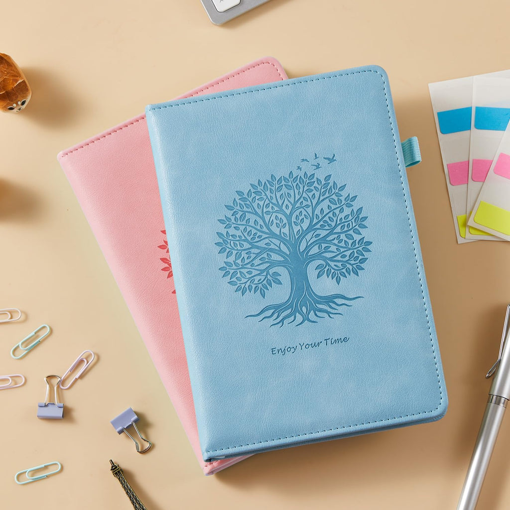 Lined Journal Notebook for Women Men, 2 Pack, 160 Pages per Pack, A5 (5.7'' x 8.4") Hardcover Journaling Notebook College Ruled for Writing Work, School Office Supplies, Pink & Blue, 100GSM Paper