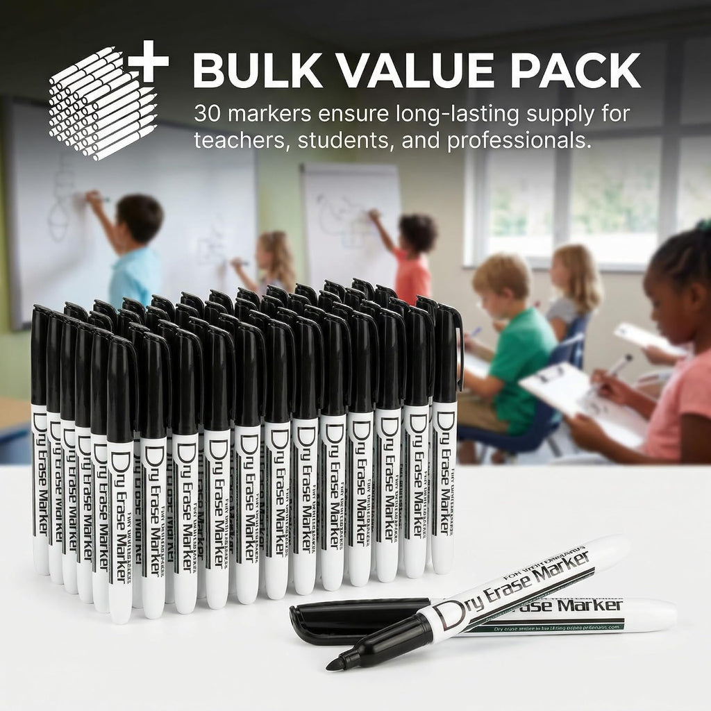 Black Dry Erase Markers Bulk Pack of 60 Low Odor Fine Tip Whiteboard Pens for Whiteboard Dry Erase Calendar
