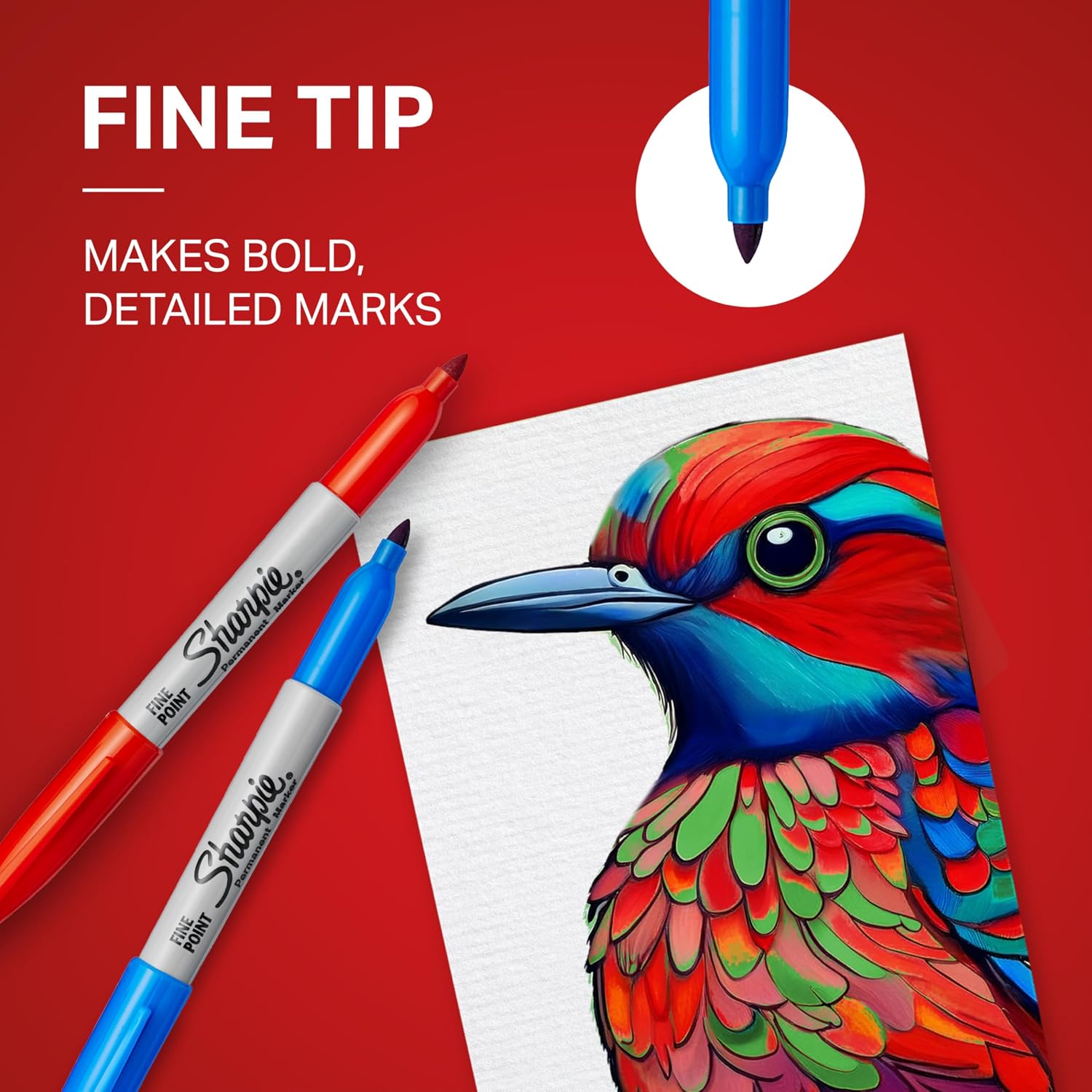 Permanent Markers, Fine Point, Assorted Colours, 8 Count (Pack of 2)