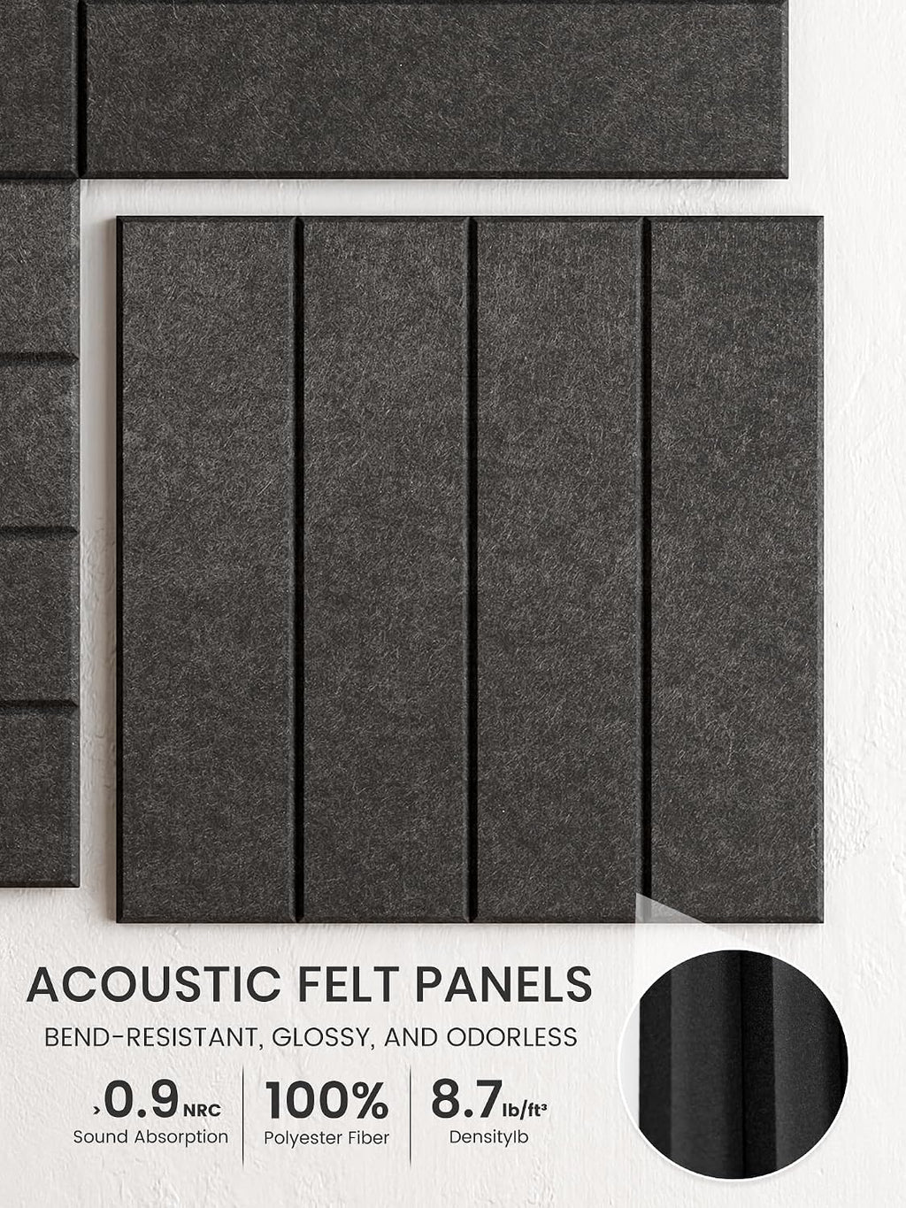 Large Cork Board 36" x 24" Alternative - 6 Pack Felt Wall Tiles with 40 Safe Removable Adhesive Tabs, 30 Pushpins, Cork Boards for Walls Pin Board Bulletin Board Office Decor-Charcoal Gray