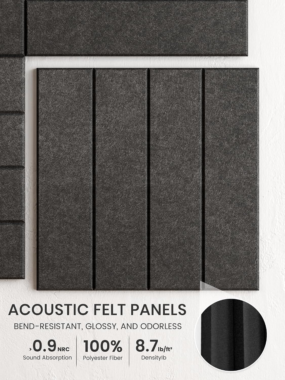 Large Cork Board 36" x 24" Alternative - 6 Pack Felt Wall Tiles with 40 Safe Removable Adhesive Tabs, 30 Pushpins, Cork Boards for Walls Pin Board Bulletin Board Office Decor-Charcoal Gray