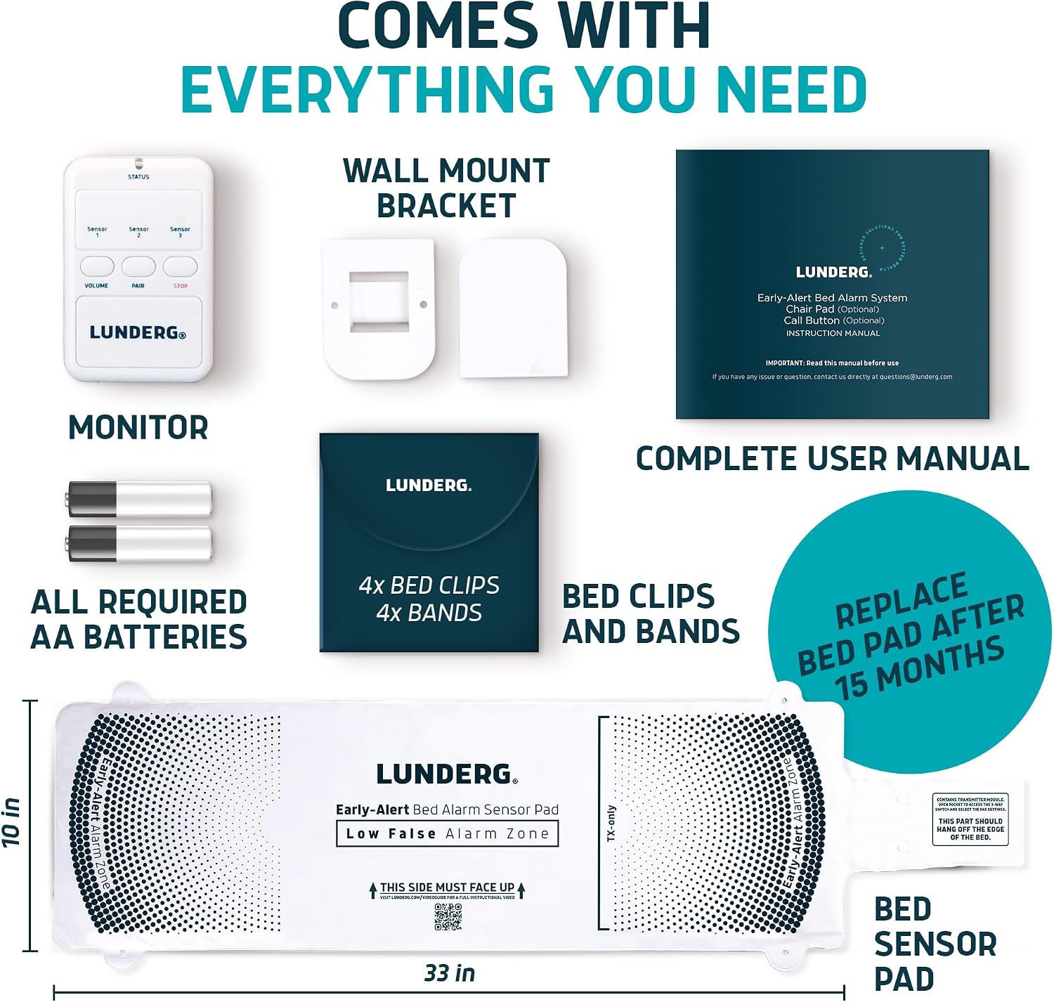 Wireless Early Alert Bed Alarm System for Elderly - Alerts Caregivers Before They Get Up, No in-Room Alarm to Frighten Your Loved One, Fall Prevention for Dementia Care, Trusted US Company
