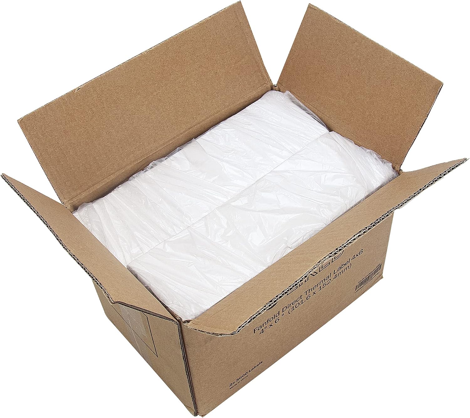 6000 Fanfold 4" x 6" Direct Thermal Shipping Labels, with Perforated Line for Thermal Printers - Compatible with Zebra & Rollo Printer