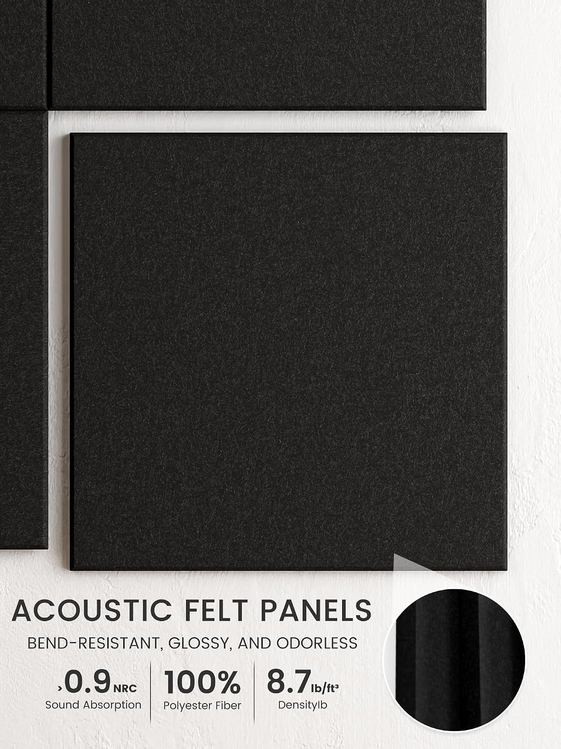 Large Cork Board Alternative - Slat Wall Paneling, Felt Bulletin Board Tiles for Office Decor, Push pin Board Office Wall Organizer -12-Pack-Black