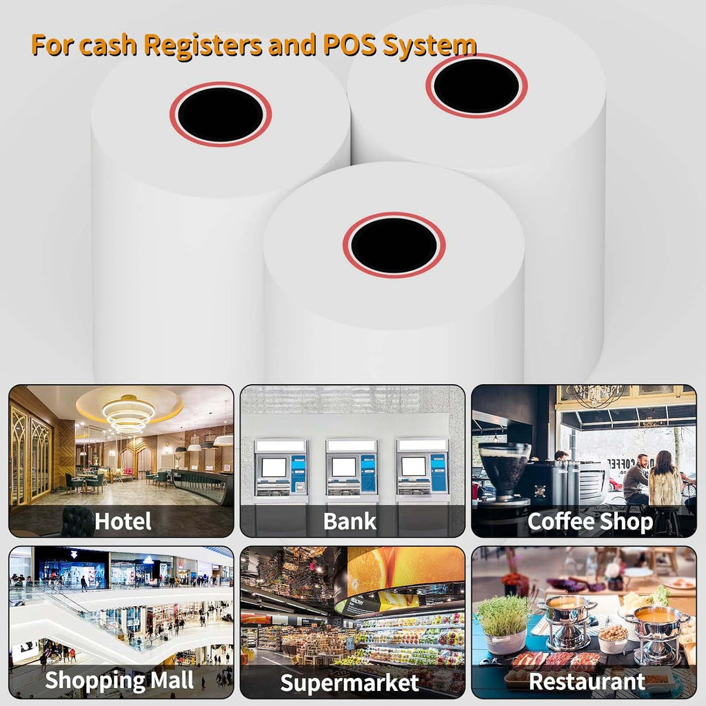 5 Rolls 3 1/8 x 230ft Thermal Paper Receipt Rolls Cash Register POS Paper fits Credit Card Terminals, 80mm Thermal Receipt Paper