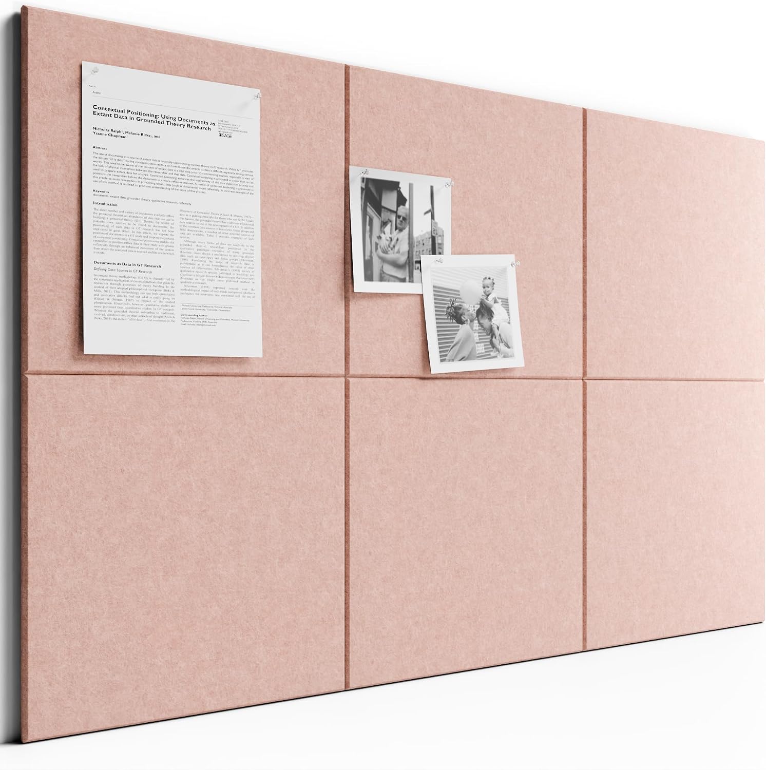Large Cork Board Alternative - Slat Wall Paneling, Felt Bulletin Board Tiles for Office Decor, Push pin Board Office Wall Organizer -6-Pack-Coral
