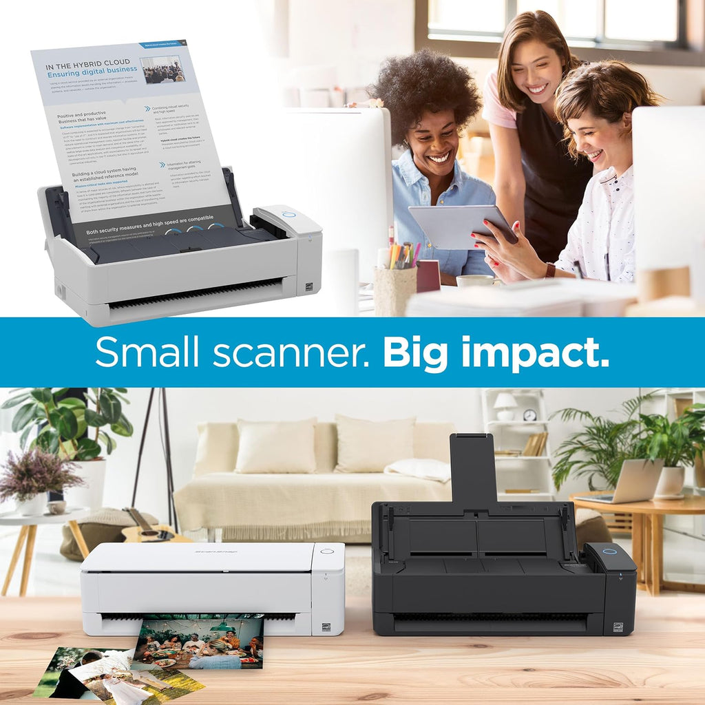 iX1300 Compact Wireless or USB Double-Sided Colour Document, Photo & Receipt Scanner with Auto Document Feeder and Manual Feeder for Mac or PC, White