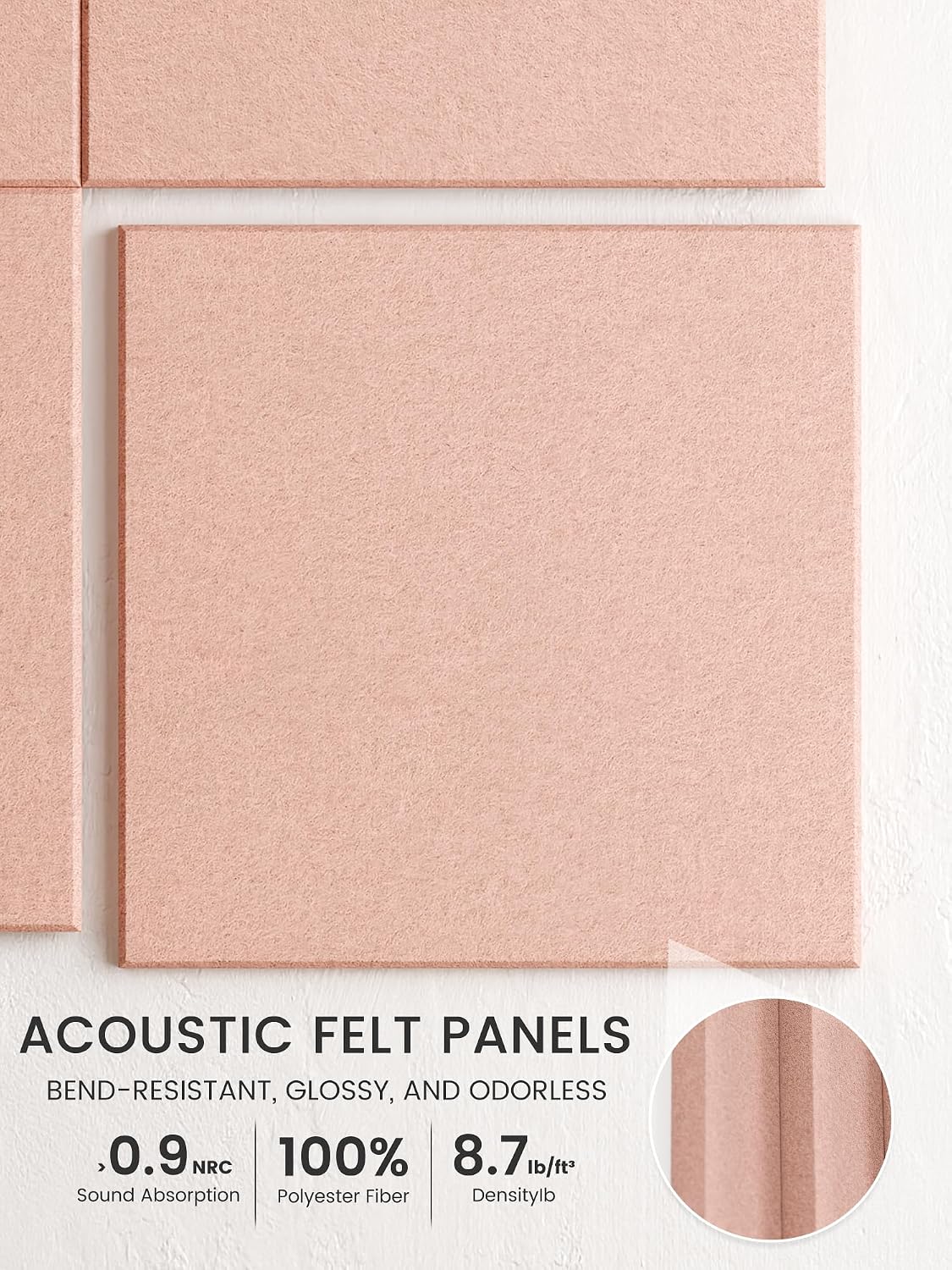 Large Cork Board Alternative - Slat Wall Paneling, Felt Bulletin Board Tiles for Office Decor, Push pin Board Office Wall Organizer -12-Pack-Coral
