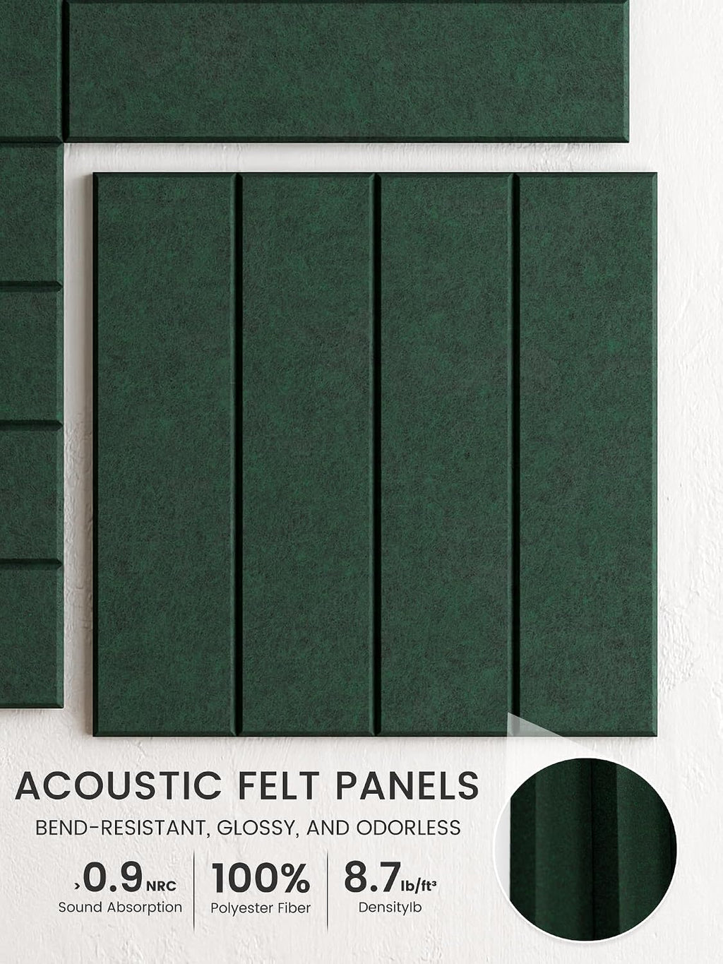 Large Felt Bulletin Board 48" x 36" Cork Board Alternative-12 Pack with 70 Safe Removable Adhesive Tabs, Cork Boards for Walls Cork Board for Home Office Classroom Pin Board (Aurora Green)