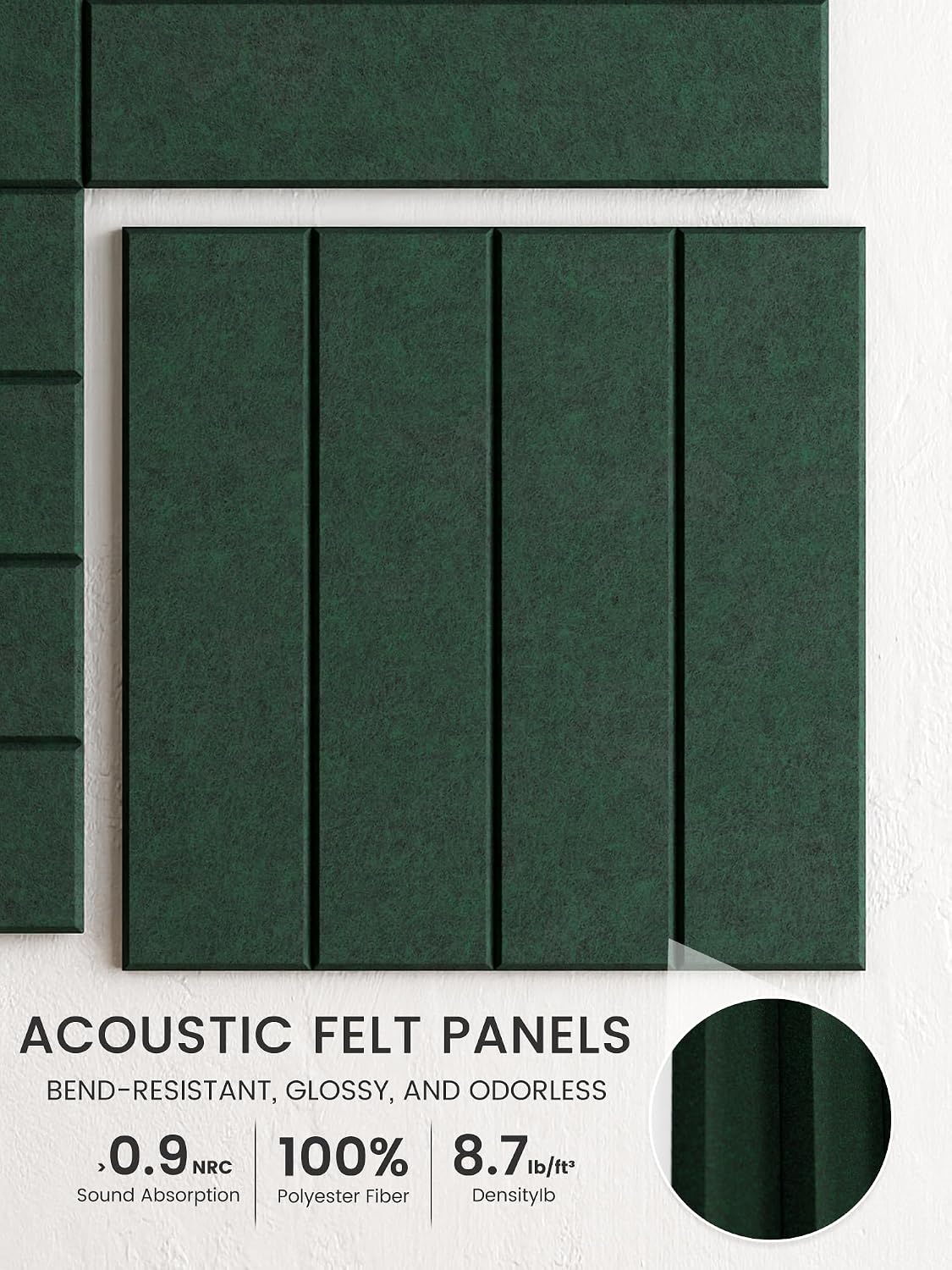 Large Felt Bulletin Board 48" x 36" Cork Board Alternative-12 Pack with 70 Safe Removable Adhesive Tabs, Cork Boards for Walls Cork Board for Home Office Classroom Pin Board (Aurora Green)