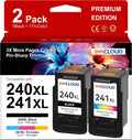Remanufactured Compatible Canon 240 XL 241 XL PG-240XL CL-241XL Ink Cartridges for Canon Pixma MG3620 TS5120 MG3520 MG3600 MG3220 MG3222 MG2120 MX472 MX452 MX512 MX532 (1 Black, 1 Tri-Color) | Used to PIXMA MG3620 MG3520 TS5120 MX472 MX532 MX452 MG2120 MG