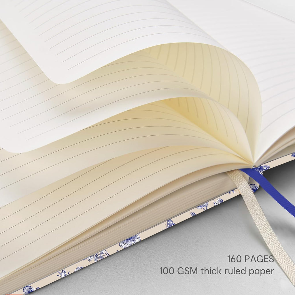 And Per Se A5 Lined Notebook - 160 Pages 100 GSM Thick Paper, Hardcover LAY-FLAT Journal with Pocket & 2 Bookmarks, for Writing, Office, School, College Ruled Notebook (1 Pack, Light Blue)