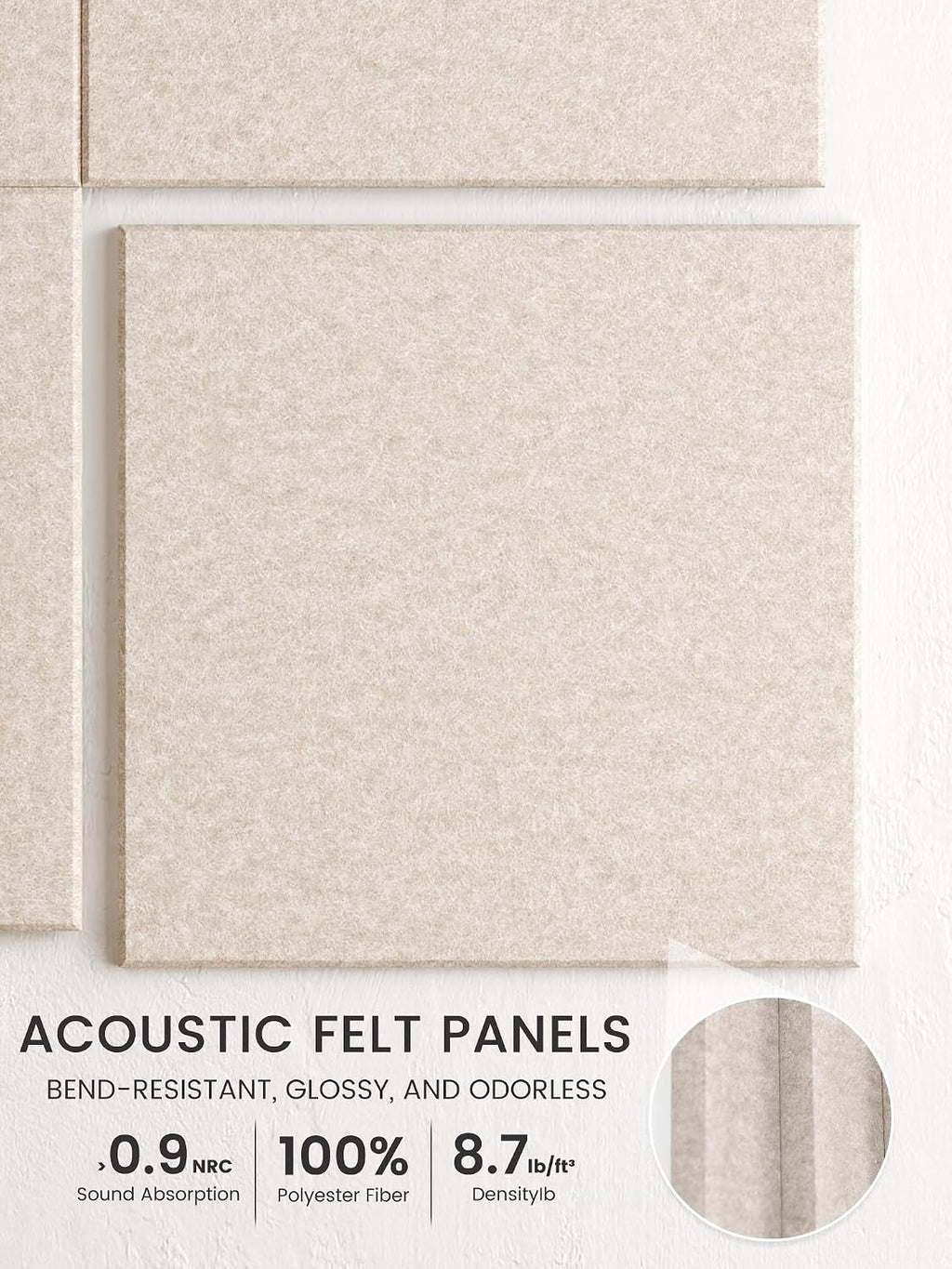 Large Felt Bulletin Board, 48" x 36" Cork Board Alternative, 12-Pack Solid Felt Wall Tiles with 30 Push Pins and 70 Adhesive Tabs, Ideal for Office, Home & Classroom, Oatmeal