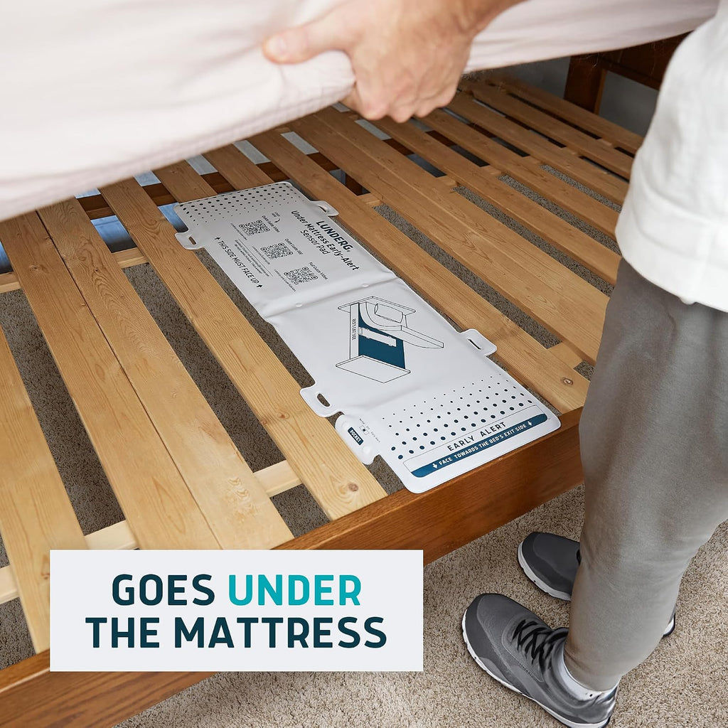 Under Mattress Bed & Chair Alarm Set - Invisible Wireless Sensor Pad with Early Alert & Pager - Our Most Advanced Fall Prevention for Dementia Care - Ideal for Loved Ones Who Refuse Help