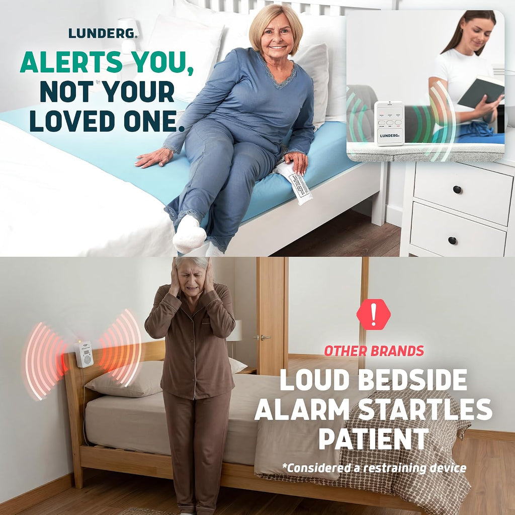 Wireless Early Alert Bed Alarm System for Elderly - Alerts Caregivers Before They Get Up, No in-Room Alarm to Frighten Your Loved One, Fall Prevention for Dementia Care, Trusted US Company