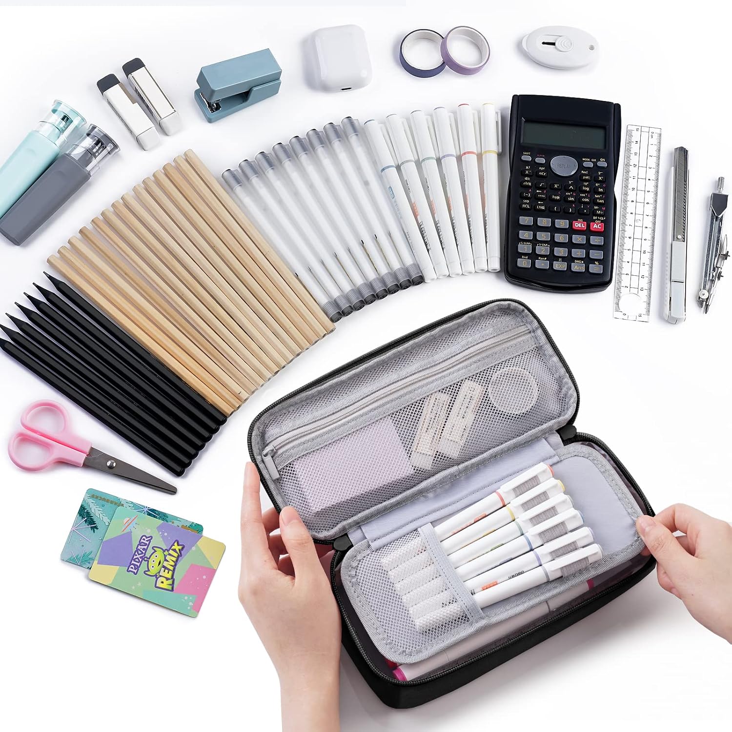 Large Pencil Case, Big Capacity Pencil Pouch Stationery Pen Bag, Storage High Capacity Bag Pouch Holder Box Organizer, Marker Pen Case for Women & Men