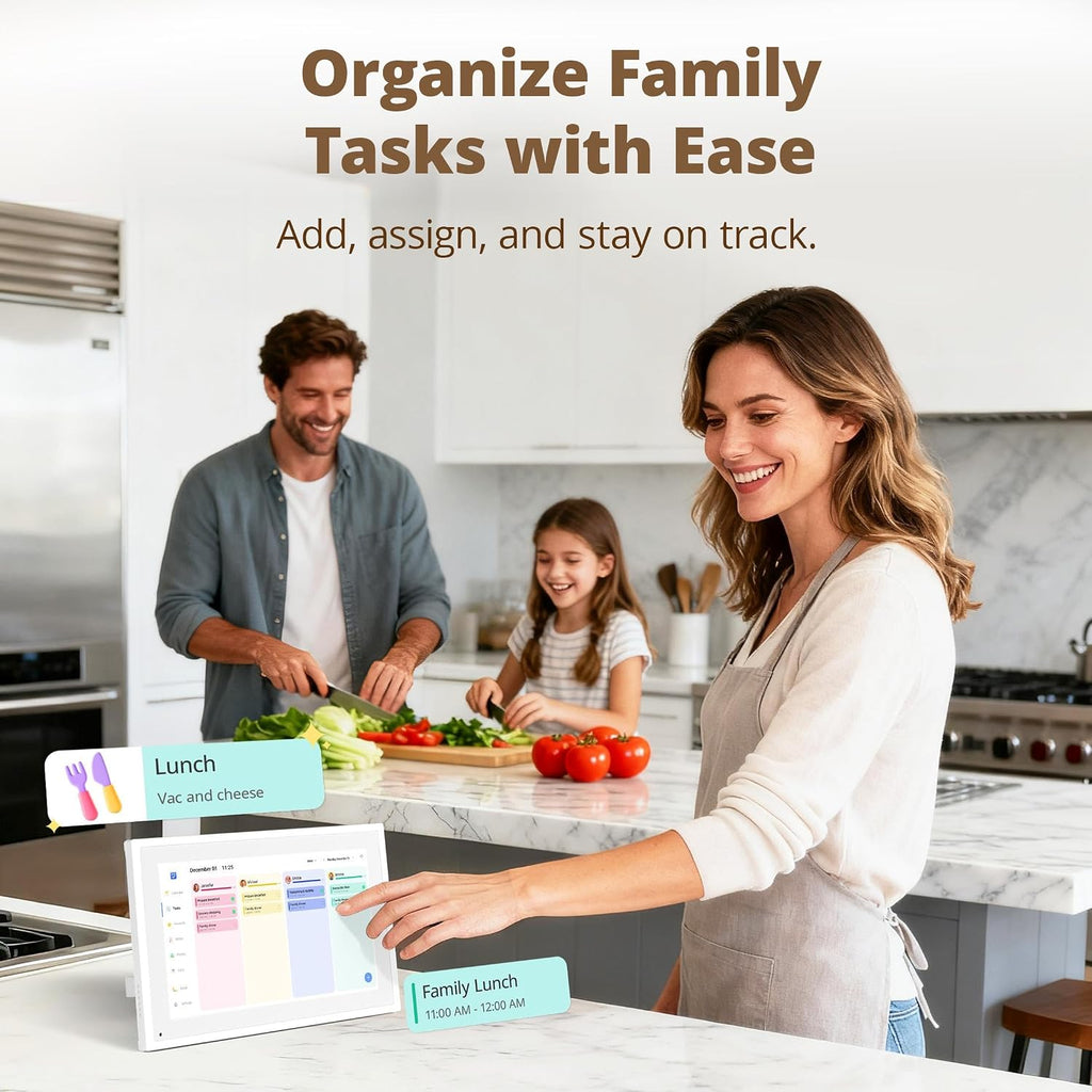 10.1" Digital Calendar Chore Chart, 1080P Full HD Interactive Touchscreen, 2026 Smart Family Planner, Electronic Calendar Desk Mountable for Seamless Scheduling, Calendrier numerique