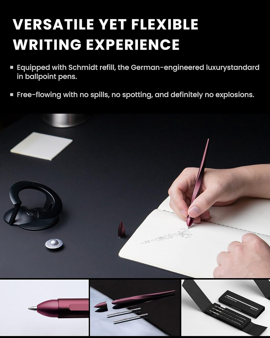 Hoverpen Interstellar Edition - Luxury Pen Made With Aerospace Alloys, Unique Aesthetic, Free Spinning Executive Pen, Desk Decor, Best Boss Gifts (Mars Magma, 18K-Gold)