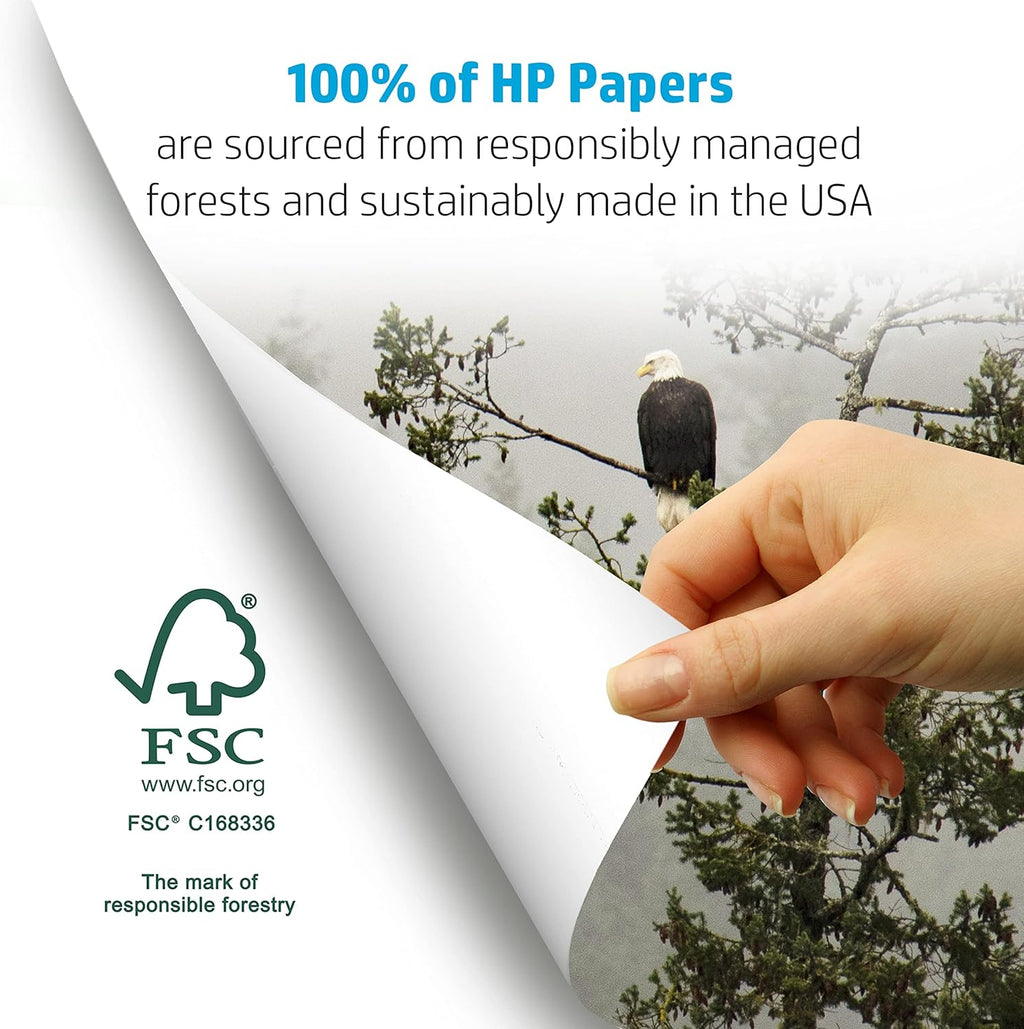 HP Printer Paper 8.5x11 Office 20 lb 5 Ream Case 2500 Sheets 92 Bright Made in USA FSC Certified Copy Paper HP Compatible 112150C