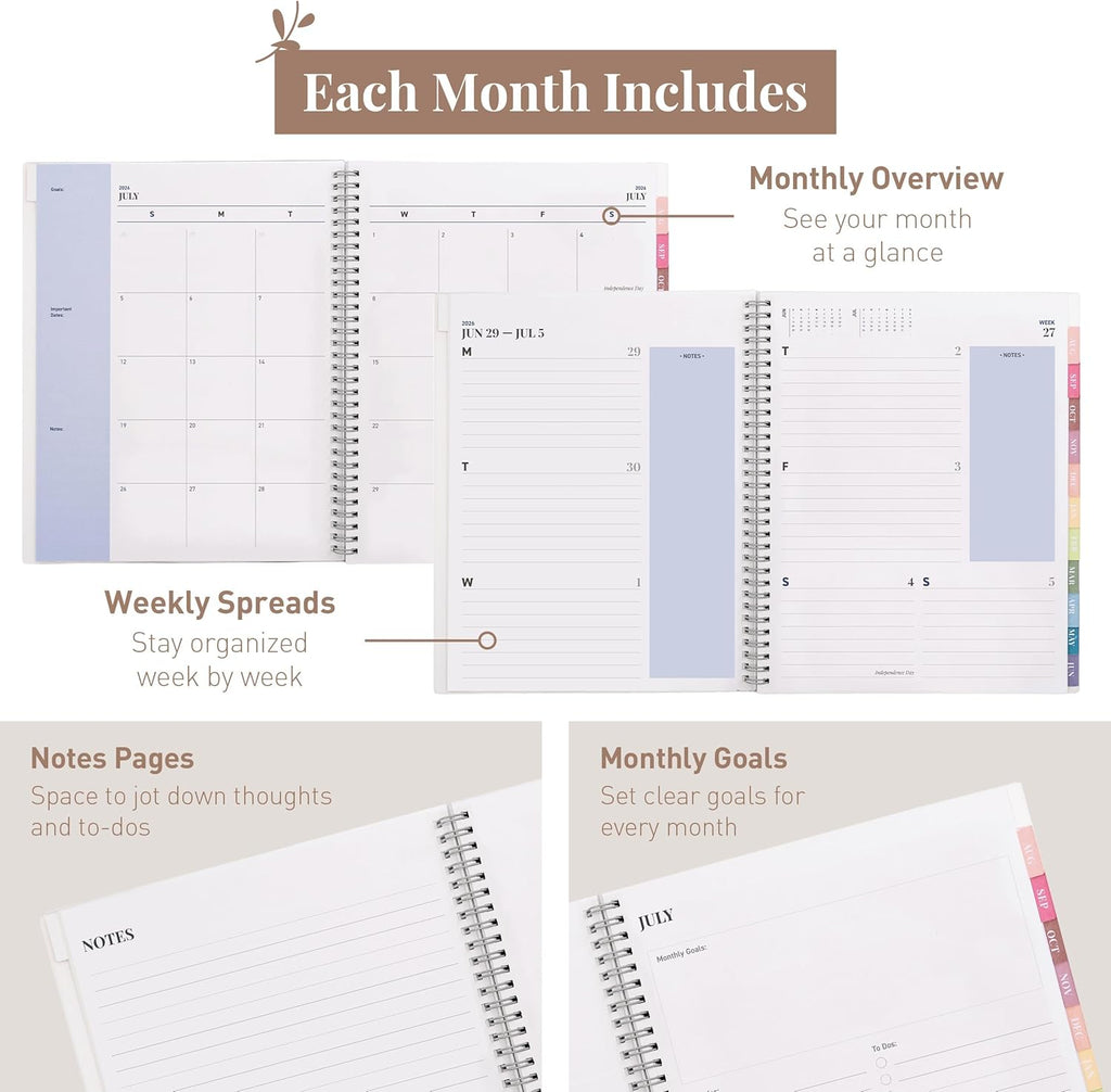 Rileys Academic Planner 2025-2026, Daily, Weekly & Monthly Planner, July 2025 - June 2026, Student Notes Pages, Twin-Wire Binding, Weekly Agenda for School & Work (20 x 15 cm, Black)