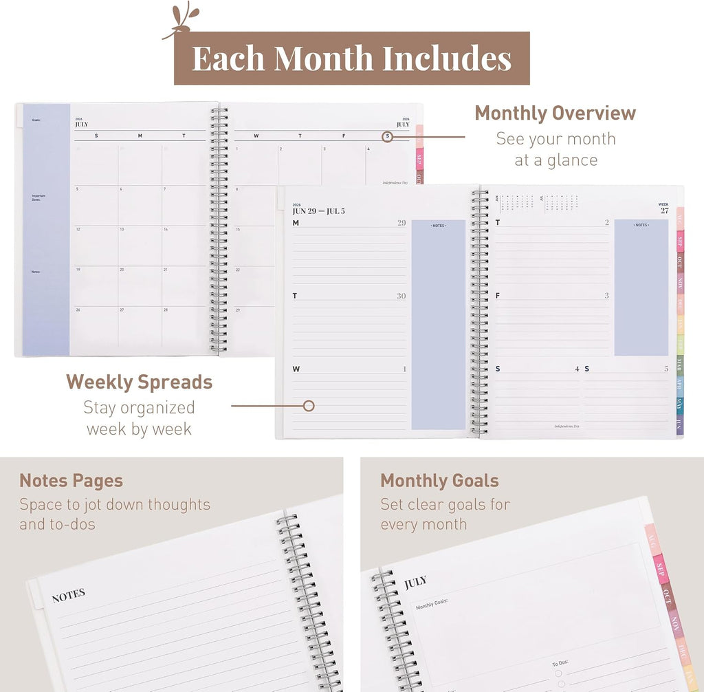 Rileys Academic Planner 2025-2026, Daily, Weekly & Monthly Planner, July 2025 - June 2026, Student Notes Pages, Twin-Wire Binding, Weekly Agenda for School & Work (20 x 15 cm, Black)