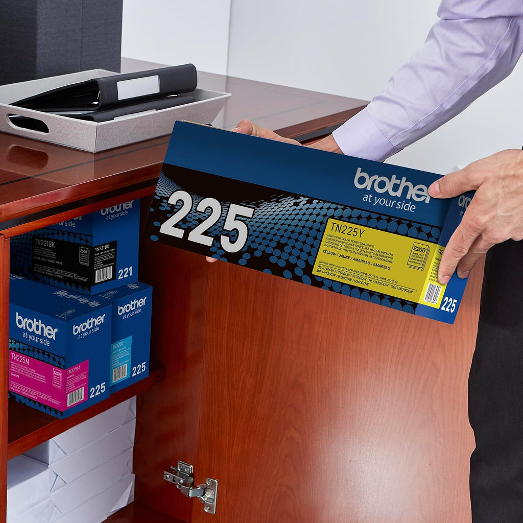 Original TN225Y High-Yield Yellow Toner Cartridge, Higher Yield for Value, Original Toner Replacement cartridges, Toner for Laser Printers HL-3140CW, HL-3170CDW, MFC-9130CW, and More