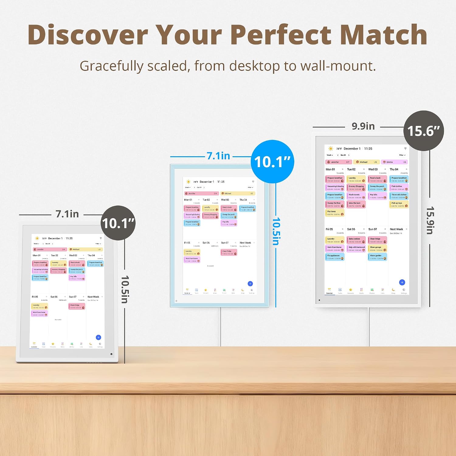 10.1" Digital Calendar Swappable Dual Frame Chore Chart – 1080P Full HD Interactive Touchscreen, 2026 Smart Family Planner, Digital Calendar Wall & Desk Mountable for Seamless Scheduling