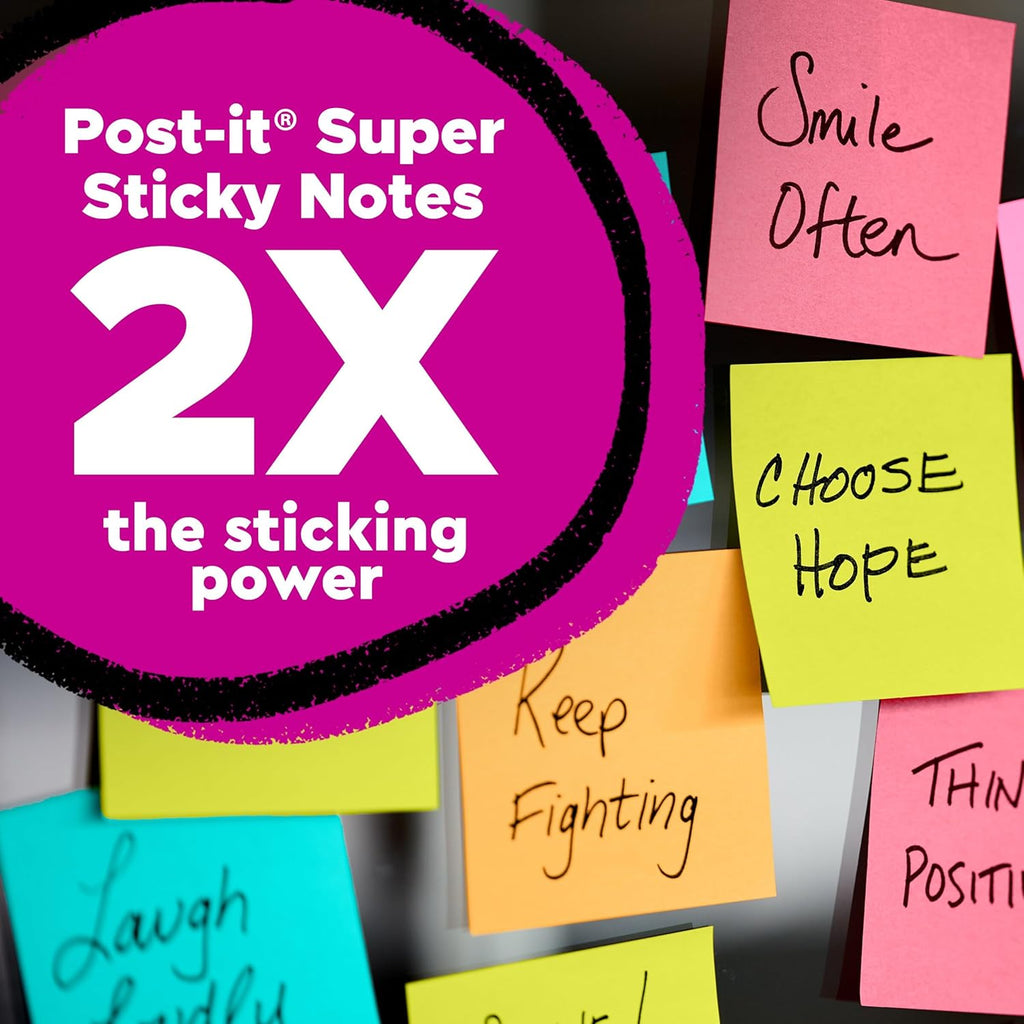 Super Sticky Notes, 15 Sticky Notes Pads, 3 x 3 in., School Supplies and O?ce Supplies, 2X the Sticking Power, Assorted Brights | School Supplies and O?ce Supplies, 2X the Sticking Power