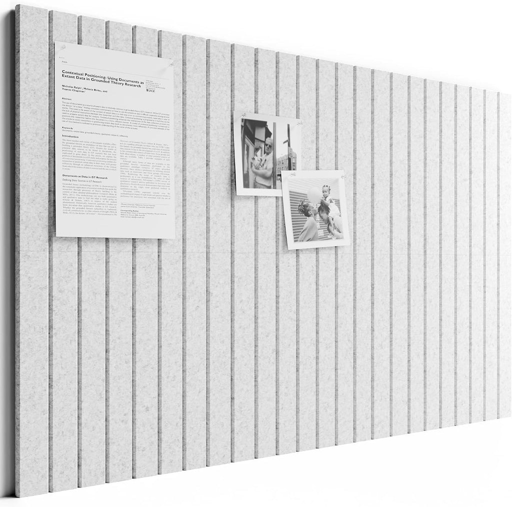 Large Felt Bulletin Board, 36" x 24" Cork Board Alternative, 6-Pack Fine Stripe Felt Wall Tiles with 30 Push Pins and 40 Adhesive Tabs, Ideal for Office, Home & Classroom, Light Gray