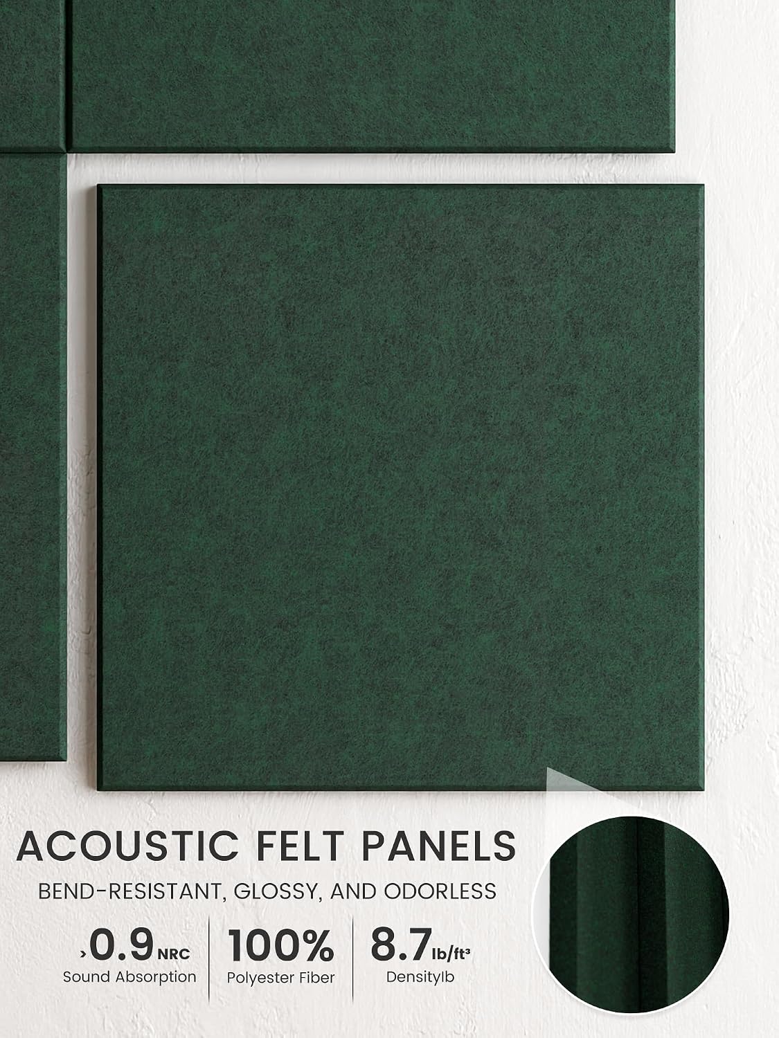 Large Felt Bulletin Board 48" x 36" Cork Board Alternative-12 Pack with 70 Safe Removable Adhesive Tabs, Cork Boards for Walls Cork Board for Home Office Classroom Pin Board (Aurora Green)