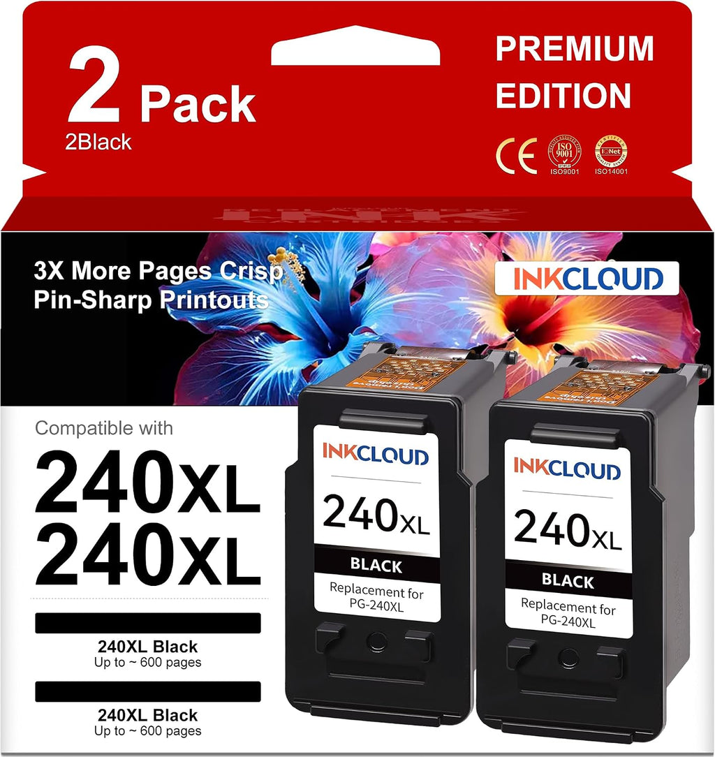 Remanufactured PG-240 XL Black Ink Cartridge Compatible with Canon 240 240XL PG-240XL Work with Pixma MG3600 MG3222 MG3220 MG3620 MX432 MG3122 TS5120 MG2120 MX452 MG2220 MG3120 MX522 MG4220 2Black | Compatible with Canon PIXMA MG3620 MG3520 TS5120 MX472 M