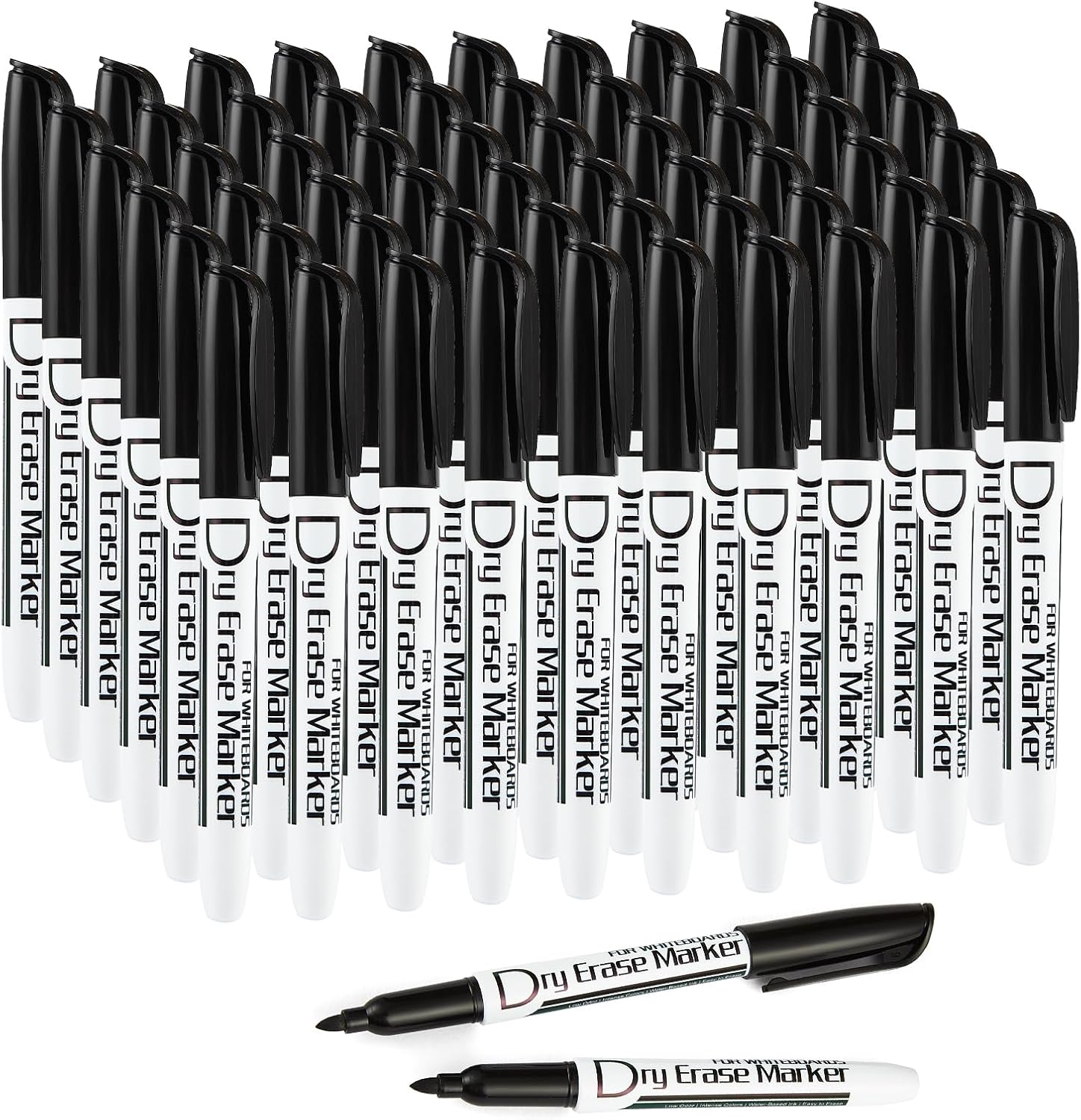 Black Dry Erase Markers Bulk Pack of 60 Low Odor Fine Tip Whiteboard Pens for Whiteboard Dry Erase Calendar