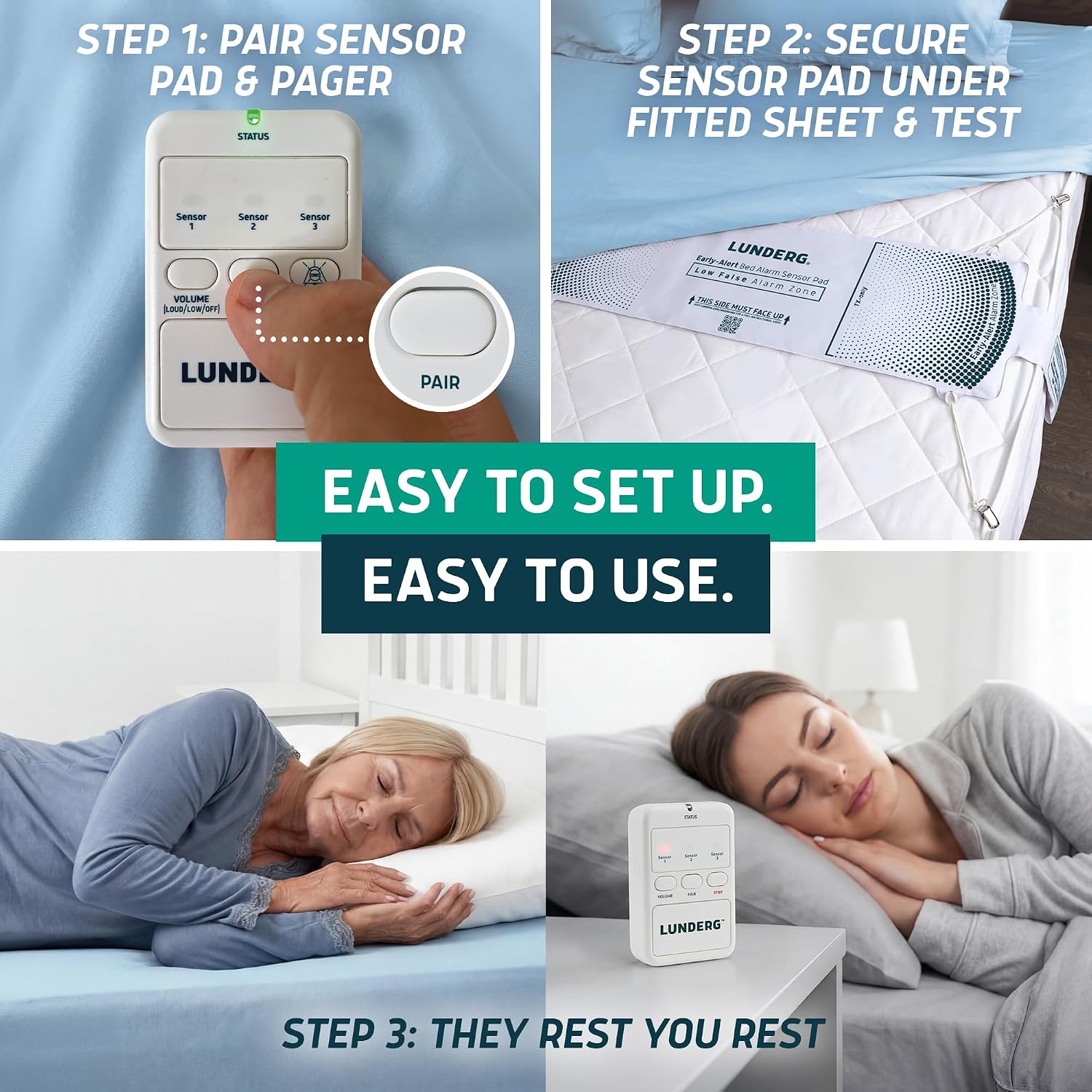 Wireless Early Alert Bed Alarm System for Elderly - Alerts Caregivers Before They Get Up, No in-Room Alarm to Frighten Your Loved One, Fall Prevention for Dementia Care, Trusted US Company