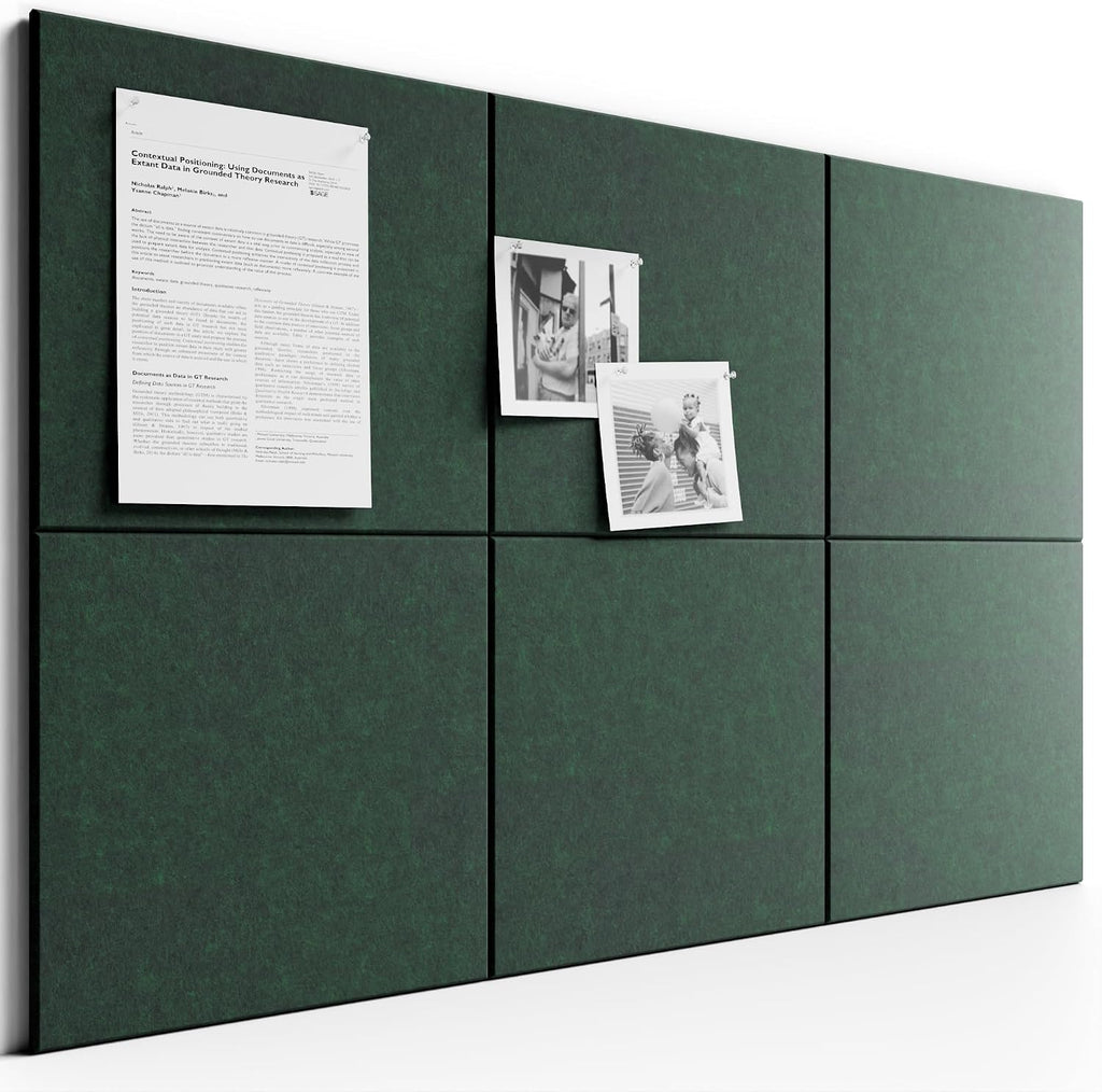 Large Felt Bulletin Board 48" x 36" Cork Board Alternative - 6 Pack with 40 Safe Removable Adhesive Tabs, Cork Boards for Walls Cork Board for Home Office Classroom Pin Board (Aurora Green)