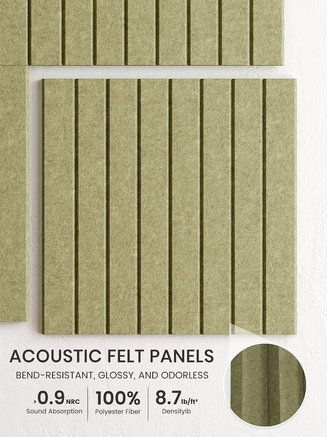 Large Felt Bulletin Board 48" x 36" Cork Board Alternative - 6 Pack with 40 Safe Removable Adhesive Tabs, Cork Boards for Walls Cork Board for Home Office Classroom Pin Board (Olive Green)
