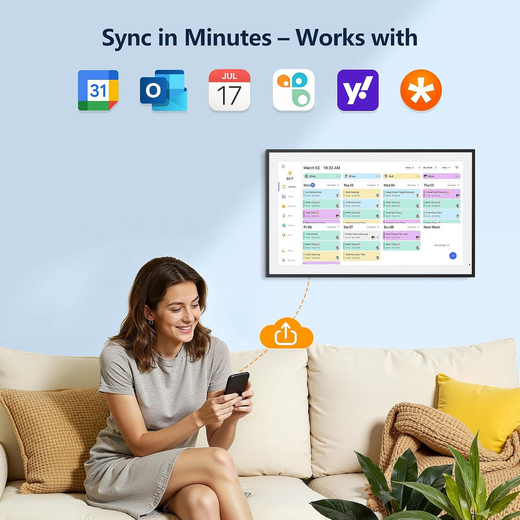 Digital Calendar, 15.6 Inch Wall Planner Electronic Calendar & Chore Chart, Smart Touchscreen Interactive Display for Family Schedules, Great for Organizing Your Routines, Wall & Desk Mountable, Gifts for Women Men, Gifts for Mom Dad