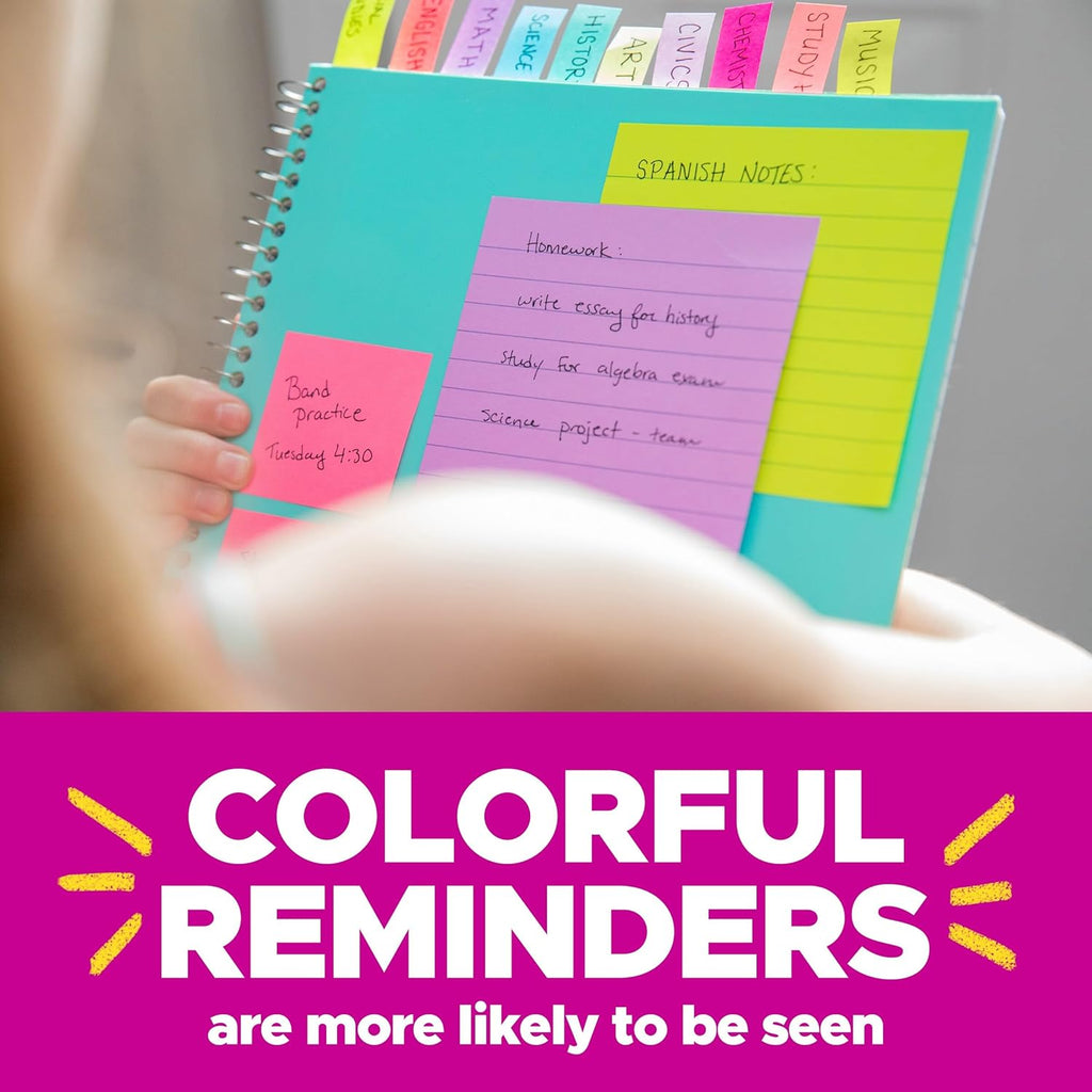 Super Sticky Notes, 15 Sticky Notes Pads, 3 x 3 in., School Supplies and O?ce Supplies, 2X the Sticking Power, Assorted Brights | School Supplies and O?ce Supplies, 2X the Sticking Power