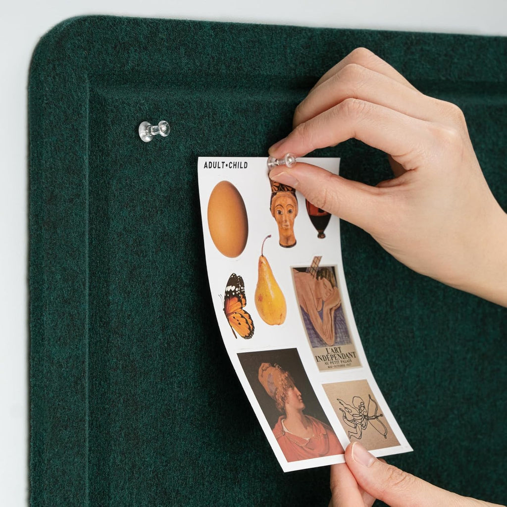 Large Bulletin Board - 60 x 36 Inches, Decorative Felt Pin Board for Wall - 5' x 3' Foldable Photo Display Board with Self-Adhesive Tape, Includes 20 Push Pins - Dark Green