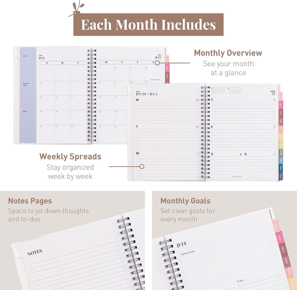 Rileys Academic Planner 2026-2027, Daily, Weekly & Monthly Planner, July 2026 - June 2027, Student Notes Pages, Twin-Wire Binding Weekly Agenda for School & Work (20 x 15 cm, Blue)