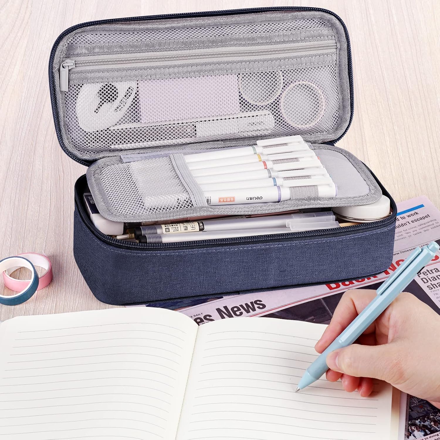 Large Pencil Case, Big Capacity Pencil Pouch Stationery Pen Bag, Storage High Capacity Bag Pouch Holder Box Organizer, Marker Pen Case for Women & Men