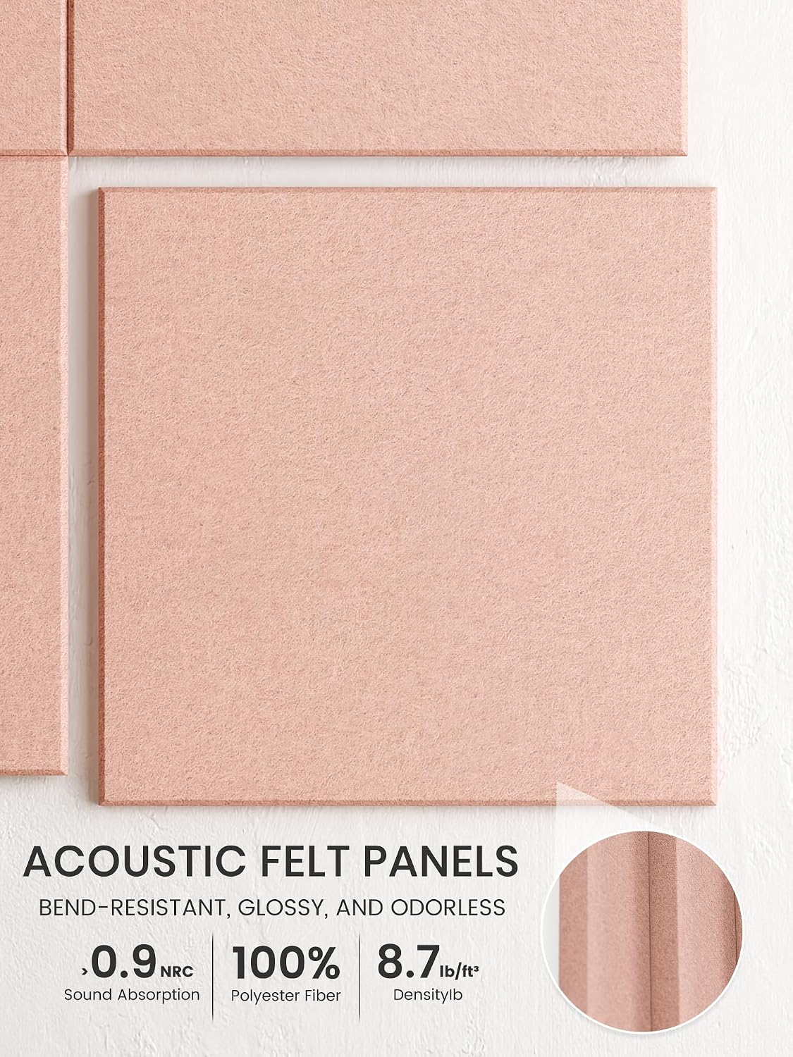 Large Cork Board Alternative - Slat Wall Paneling, Felt Bulletin Board Tiles for Office Decor, Push pin Board Office Wall Organizer -6-Pack-Coral