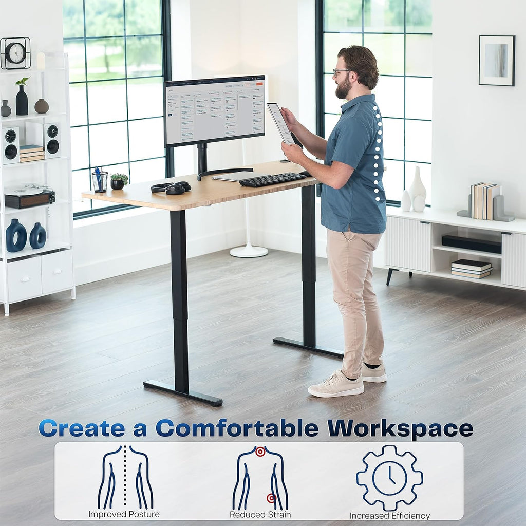 Heavy Duty Dual Motor Electric Sit Stand Desk Frame, 220 lbs Capacity up to 77" x 43" Tops, Memory Controller Height Adjustable Frame Only, Black, DESK-E-200B