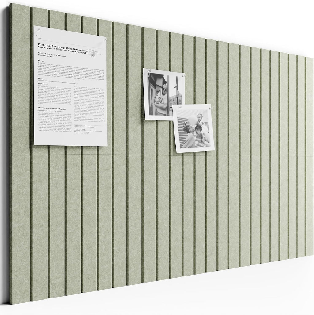 Large Cork Board Alternative - Slat Wall Paneling, Felt Bulletin Board Tiles for Office Decor, Push pin Board Office Wall Organizer -8 Vertical Stripes-6-Pack-Sage