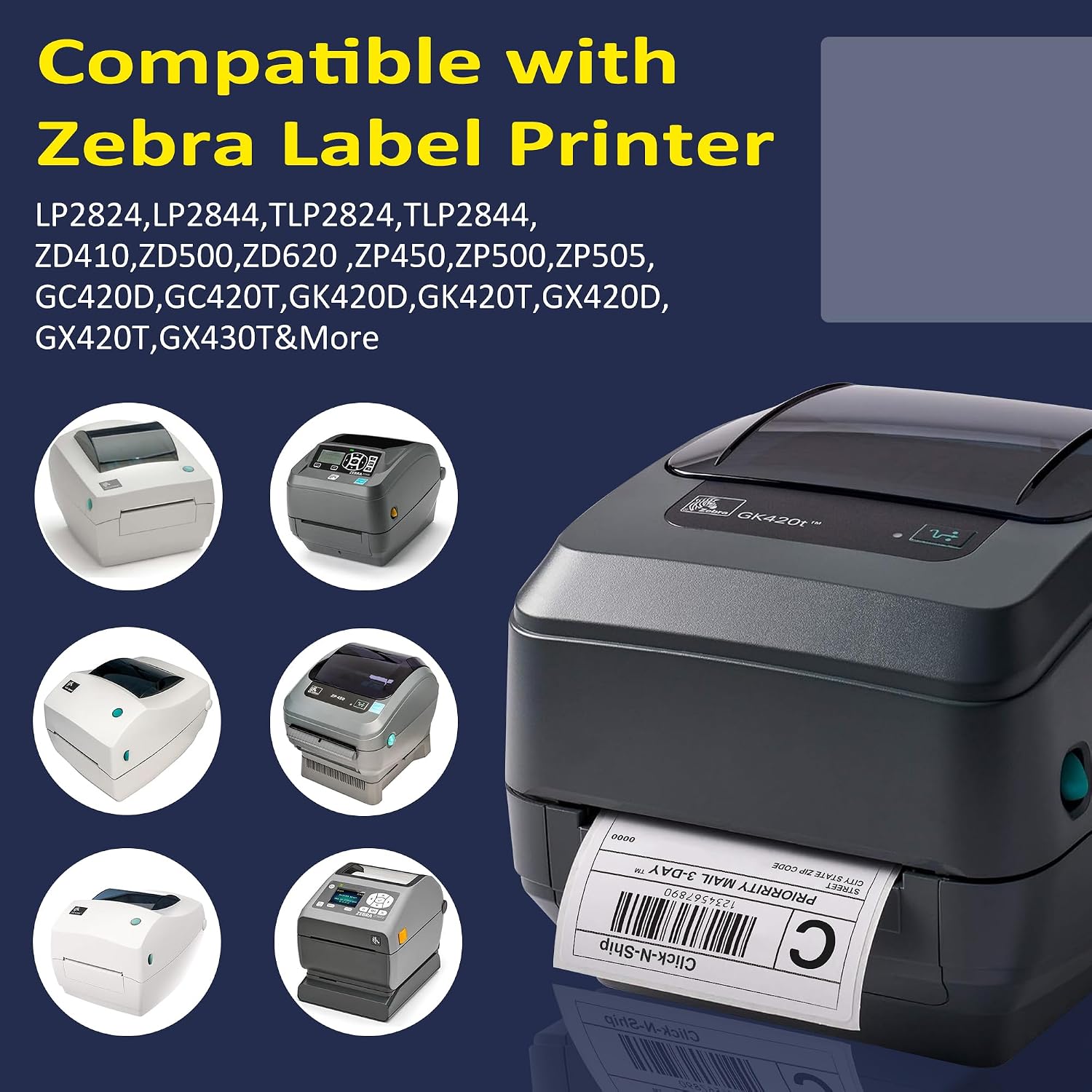 4x6 in Thermal Labels, 16 Rolls of 450 Shipping Labels, 7200 Pcs 101.5x152.4mm Thermal Printer Labels for Address, Mailing, Boxes, Packages, Compatible with Zebra & Rollo Printer