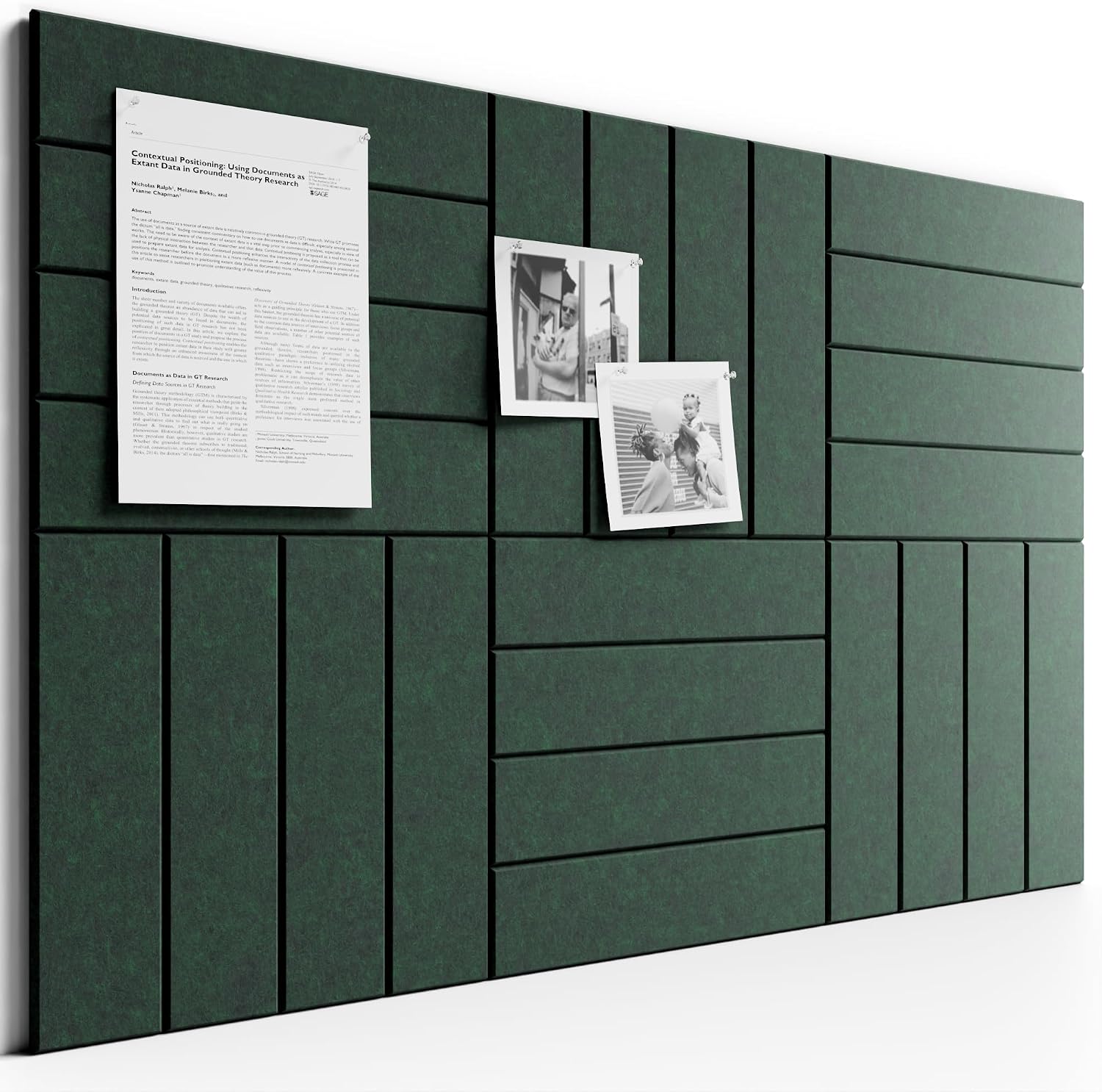 Large Felt Bulletin Board 48" x 36" Cork Board Alternative - 6 Pack with 40 Safe Removable Adhesive Tabs, Cork Boards for Walls Cork Board for Home Office Classroom Pin Board (Aurora Green)