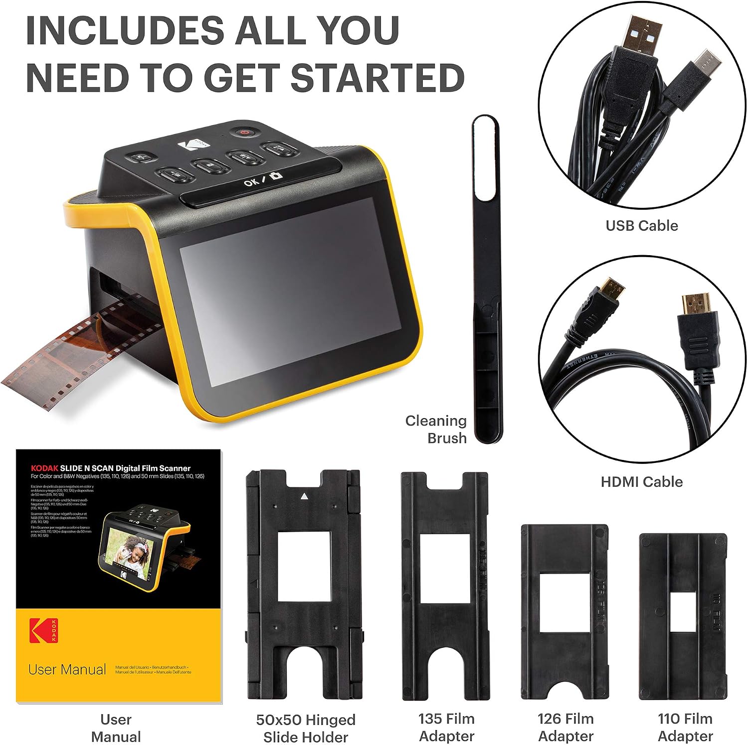 Slide N SCAN Film and Slide Scanner with Large 5” LCD Screen, Convert Color & B&W Negatives & Slides 35mm, 126, 110 Film Negatives & Slides to High Resolution 22MP JPEG Digital Photos