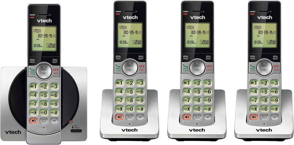 DECT 6.0 Four Handset Cordless Phones with Caller ID, Backlit Keypads and Screens, Full Duplex Handset Speakerphones, Call Block, (Non ITAD Version) Silver/Black - CS6919-4