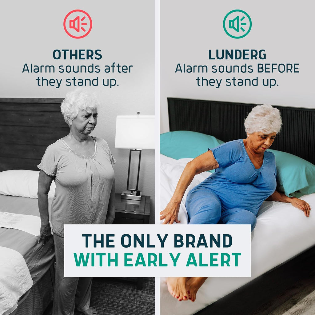 Wireless Early Alert Bed & Chair Alarm Set for Elderly - Alerts Caregivers Before They Get Up, No in-Room Alarm to Frighten Your Loved One, Fall Prevention for Dementia Care, US Company